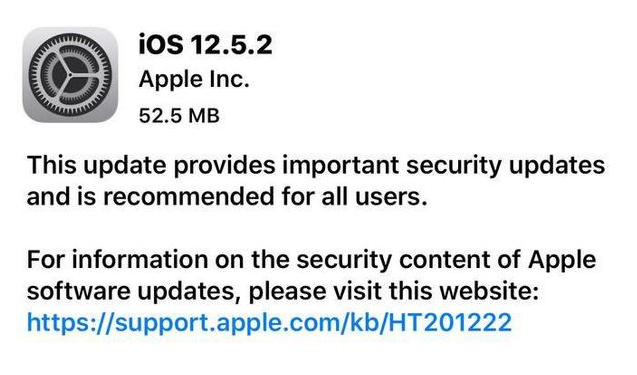 广西苹果手机维修分享iOS12.5.2发布，建议所有老苹果用户安装 